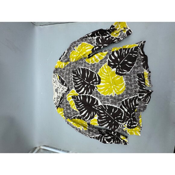 Boho life Style Lightweight Button-Down Top Lace Trim Tropical Print Size M READ - Picture 7 of 9